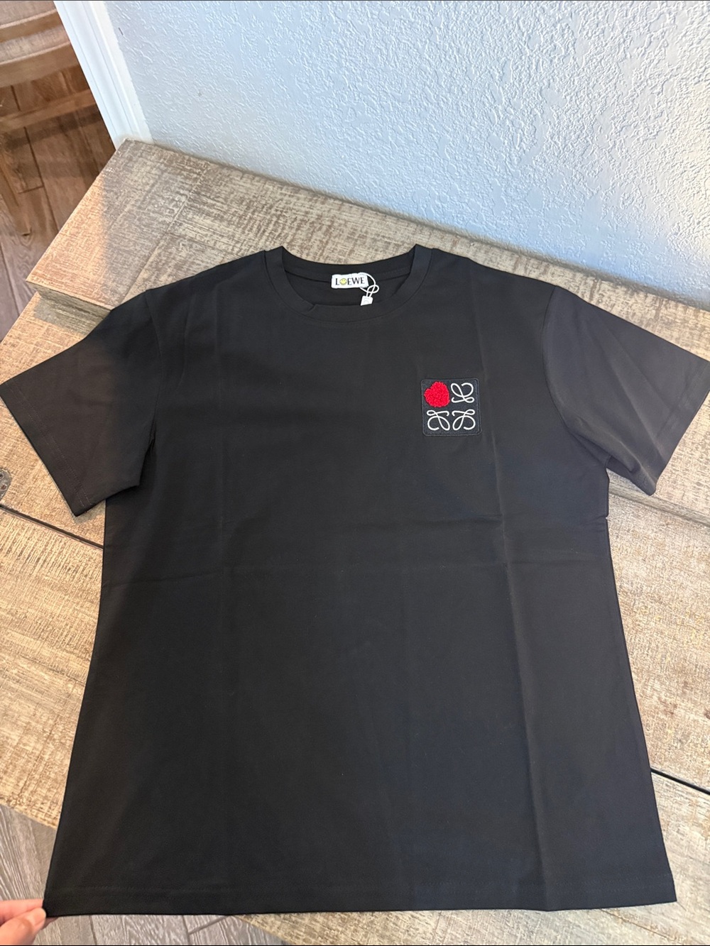 Black Crewneck T-Shirt with Red inspired LO Chest Motif